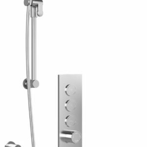 RoundOne TB3 Plus Thermostatic Push-Button Shower System with Wall Arm (Less Valve) - Chrome BF2067-110-100 Kalia