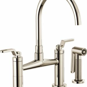 Litze Bridge Faucet with Arc Spout and Industrial Handle - Polished Nickel 62544LF-PN Brizo
