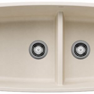 Performa U 1-3/4 2 Bowl Silgranit Low Divide Undermount Kitchen Sink - Soft White 402888 Blanco