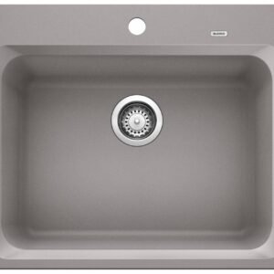 Vision 1 Bowl Silgraint Drop-In Kitchen Sink - Metallic Gray 401671 Blanco