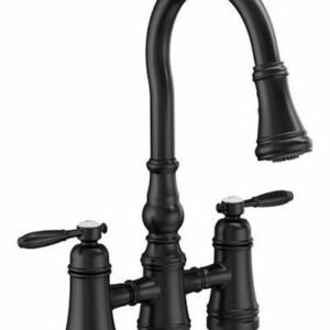 Weymouth Bridge Kitchen Faucet with Pulldown Spray - Matte Black S73204BL Moen