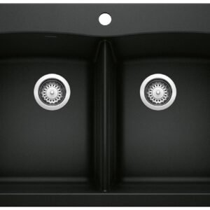Diamond 210 2 Bowl Silgranit Drop-In Kitchen Sink - Coal Black 402621 Blanco