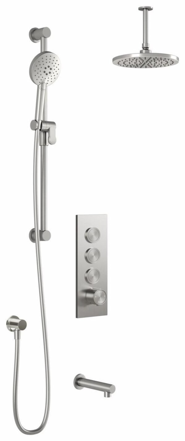 RoundOne TB3 Thermostatic Push-Button Shower System with Vertical ...