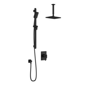 SquareOne TCD1 Thermostatic Coaxial Shower System with Vertical Ceiling Arm - Matte Black BF1648-160-001 Kalia