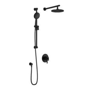 RoundOne TCD1 Thermostatic Coaxial Shower System with Wall Arm - Matte Black BF1636-160 Kalia