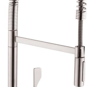 Axor Citterio Semi-Pro Kitchen Faucet with Spring Pulldown Spray - Steel Optik 39840801 Axor