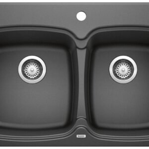 Vienna 210 1-3/4 2 Bowl Silgranit Drop-In Kitchen Sink - Anthracite 400171 Blanco