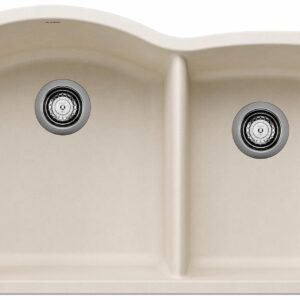 Diamond U 1-3/4 2 Bowl Low Divide Siligrant Undermount Kitchen Sink - Soft White 402795 Blanco