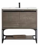 Selby 36" x 18" 2-Door Vanity with Metal Base (Cabinet Only) - Plaid Grey DC2018-36GRY Duval