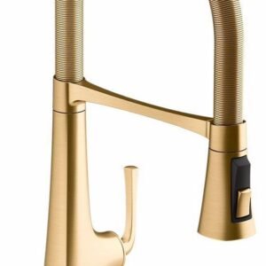 Graze Semi-Professional Kitchen Sink Faucet with 21-9/16" Spout - Vibrant Brushed Moderne Brass 22061-2MB Kohler