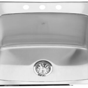 Steel Queen 25-5/8" 3-Hole 1 Bowl Drop-In Laundry Sink - Stainless Steel QSL2225-12-3 Kindred