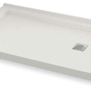 B3Square 60" x 32" RH Drain Right Corner Shower Base - White 420005-503-001-100 Maax