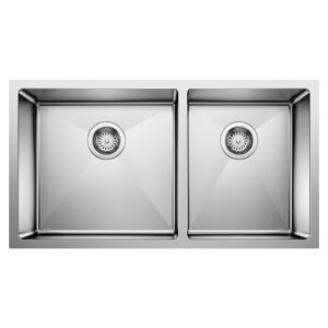 Quatrus R15 U 1-3/4 2 Bowl Undermount Kitchen Sink - Stainless 401520 Blanco