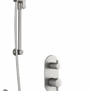 RoundOne TD3 Plus Thermostatic Integrated Diverter Tub and Shower System with Wall Arm - Pure Nickel BF1642-125-100 Kalia
