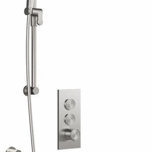 Moroka TB2 Plus Thermostatic Push-Button Shower System with Vertical Ceiling Arm (Less Valve) - Pure Nickel BF2096-125-101 Kalia
