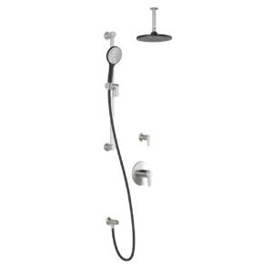 Kontour T2 Thermostatic Shower System with Vertical Ceiling Arm (less valves) - Black/Chrome BF1346-150-001 Kalia