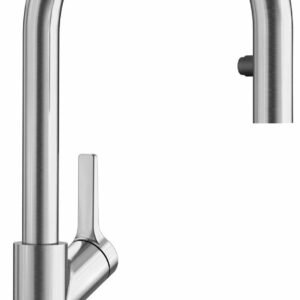 Urbena Kitchen Faucet with Pulldown Spray - Classic Steel 526389 Blanco