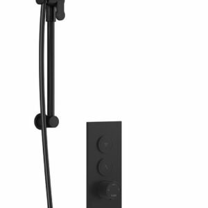RoundOne TB2 Thermostatic Push-Button Shower System with Vertical Ceiling Arm - Matte Black BF2064-160-001 Kalia