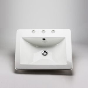 Rectangular Widespread Drop-In Bathroom Sink - White 36868 Acritec