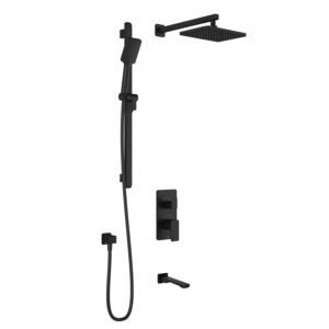 Kareo TD3 Thermostatic Integrated Diverter Tub and Shower System with Wall Arm (less Valve) - Matte Black BF1993-160 Kalia