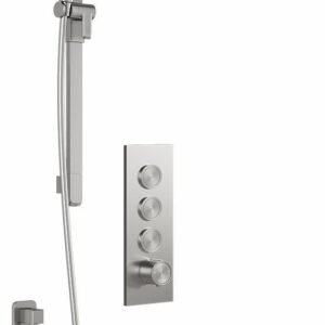 Moroka TB3 Thermostatic Push-Button Shower System with Wall Arm (Less Valve) - Pure Nickel BF2098-125 Kalia
