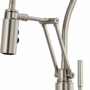 Solna Articulating Kitchen Faucet with Finished Hose and Pulldown Spray - Stainless Steel 63121LF-SS Brizo