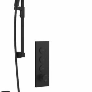 SquareOne TB3 Premia Thermostatic Push-Button Shower System with Vertical Ceiling Arm - Matte Black BF2070-160-201 Kalia