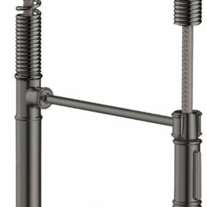 Axor Montreux Semi-Pro Kitchen Faucet with Spring Pulldown Spray - Brushed Black Chrome 16582341 Axor