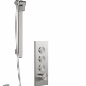 SquareOne TB3 Thermostatic Push-Button Shower System with Vertical Ceiling Arm (Less Valve) - Pure Nickel BF2071-125-001 Kalia