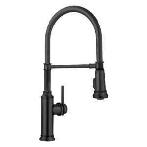 Empressa Semi-Pro Kitchen Faucet with Pulldown Spray - Matte Black 443022 Blanco