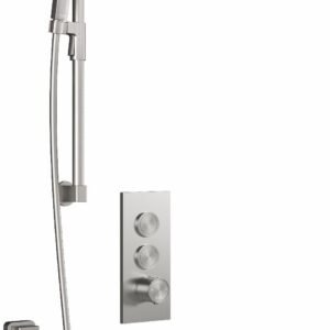RoundOne TB3 Premia Thermostatic Push-Button Shower System with Wall Arm (Less Valve) - Pure Nickel BF2067-125-200 Kalia