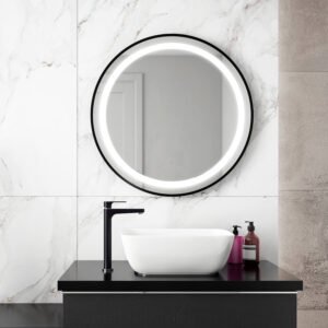 Effect Illuminated 30" Round Mirror with Touch Switch - Black MR1782-570-001 Kalia