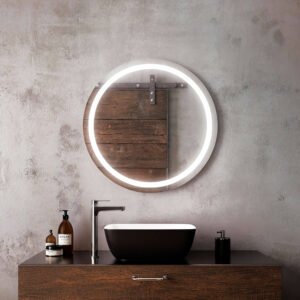 Effect Illuminated 30" Round Bathroom Mirror - Black MR1661-500-001 Kalia