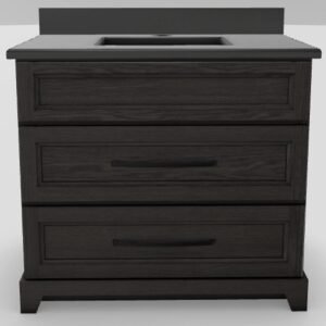 36" Dresser Standard Vanity Bellrose with Square Handles and 1-Hole Quartz Top - Urban Oak/Black/Pewter/Classic White URBAN36DRSSQBLK Stonewood Cabinetry