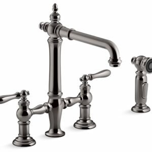 Artifacts 2-Hole Bridge Kitchen Faucet with Side Spray - Vibrant Titanium 76519-4-TT Kohler