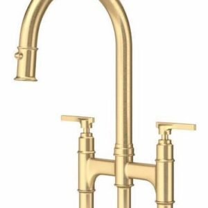 Southbank Bridge Kitchen Faucet with Pulldown Spray - Satin English Gold U.SB58D3LMSEG Perrin & Rowe