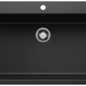 Liven 33 Super 1 Bowl Silgranit Dual Mount Kitchen Sink - Coal Black 403597 Blanco