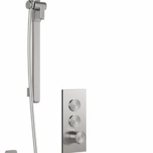 SquareOne TB2 Thermostatic Push-Button Shower System with Vertical Ceiling Arm (Less Valve) - Pure Nickel BF2069-125-001 Kalia