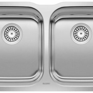 Essential U 2 Bowl Undermount Kitchen Sink - Stainless 400008 Blanco