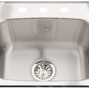 Steel Queen 19-1/8" 3-Hole 1 Bowl Drop-In Bar/Prep Sink - Stainless Steel QSL1719-8-3 Kindred