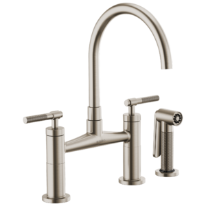 Litze Bridge Faucet with Arc Spout and Knurled Handle - Stainless 62543LF-SS Brizo
