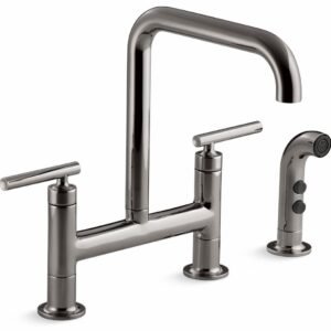 Purist Bridge Kitchen Faucet with Side Spray - Vibrant Titanium 7548-4-TT Kohler