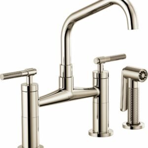 Litze Bridge Faucet with Angled Spout and Knurled Handle - Polished Nickel 62563LF-PN Brizo