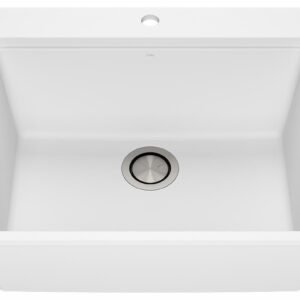 Bacia 25" Granistone 1 Bowl Drop-In Kitchen Sink with Silicone Mat & Drain - White KS2119-310 Kalia