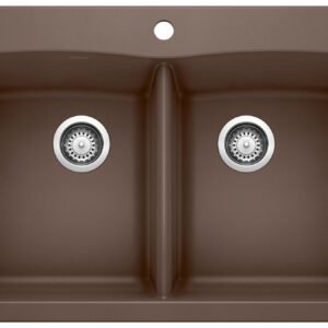 Diamond 210 2 Bowl Silgranit Drop-In Kitchen Sink - Cafe 400365 Blanco