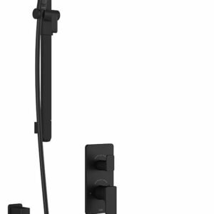 Kareo TD3 Plus Thermostatic Integrated Diverter Shower System with Vertical Ceiling Arm - Matte Black BF1982-160-101 Kalia