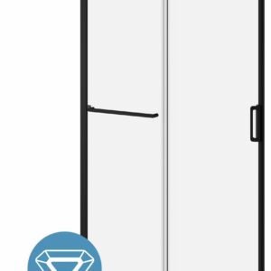 K3 48" x 77" Alcove Sliding Door Fixed and Mobile Panel with Towel Bar - Matte Black DR2057-160-004-001 Kalia