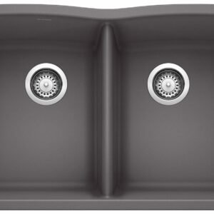 Diamond U 2 Bowl Silgranit Undermount Kitchen Sink - Cinder 401402 Blanco