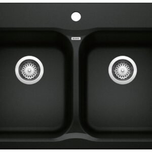 Vision 210 2 Bowl Silgranit Drop-In Kitchen Sink - Coal Black 402635 Blanco