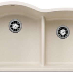 Diamond 1.75 Bowl Undermount Low Divide Silgranit Kitchen Sink - Soft White 402796 Blanco